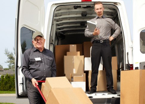 Packed boxes and furniture prepared for a local relocation