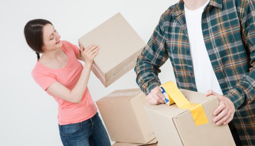 Office furniture and equipment prepared for a commercial move