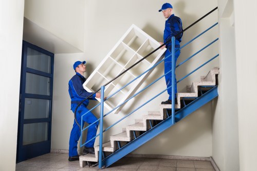 Office relocation planning in Enfield with moving team and business equipment