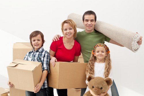 Packed moving boxes prepared for a local Enfield home removal