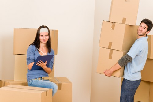 Packed moving boxes and furniture for a local Enfield relocation